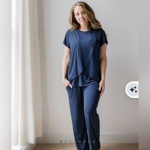 Tulip Hem Short Sleeve Maternity & Nursing Pajama Set